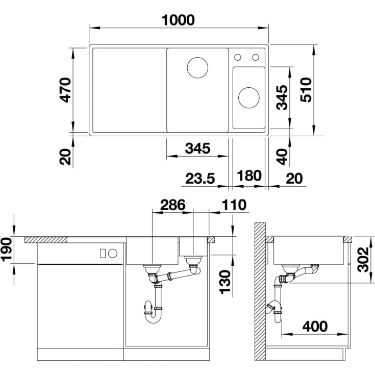 Blanco Axia III 6 S MXI køkkenvask, 100x51 cm, sort