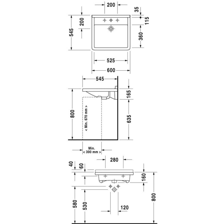 Duravit Starck 3 Vital håndvask, 60x45,5 cm, hvid