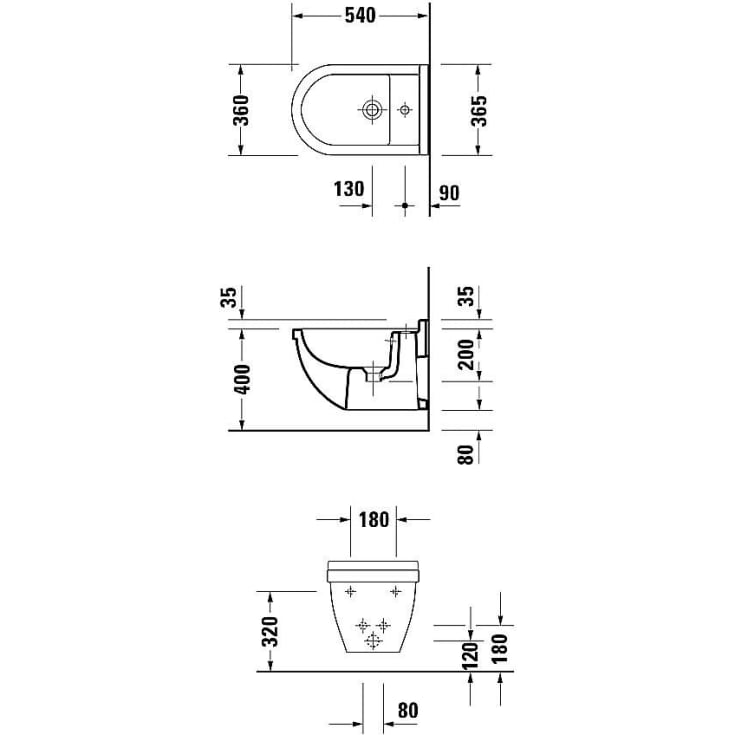 Duravit Starck 3 bidet, væghængt, rengøringsvenlig, hvid