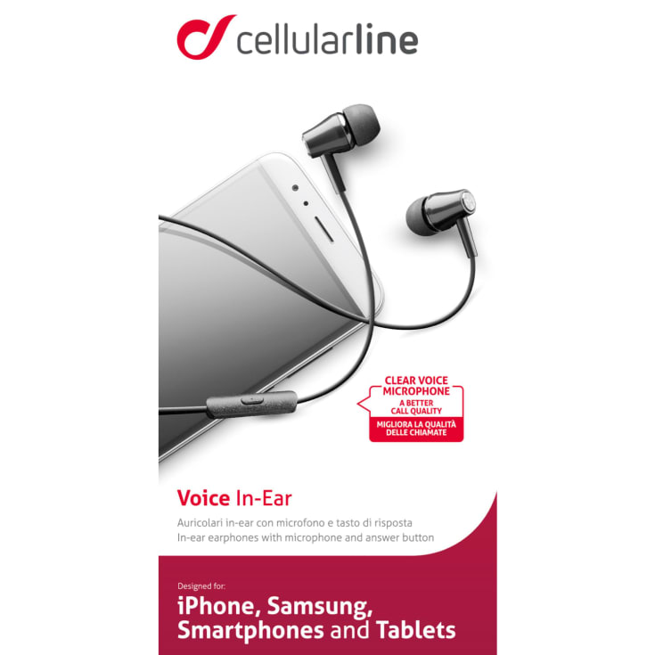 Cellularline Voice In-Ear Høretelefoner med mikrofon, Sort