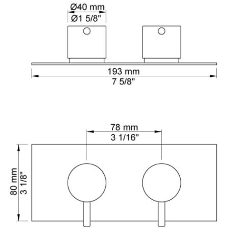 Vola BK2 2-greps badekarbatteri, for karfylling via overløp, rustfritt