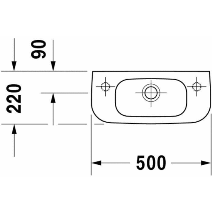 Duravit D-Code tvättställ, 50x22 cm, höger, vit