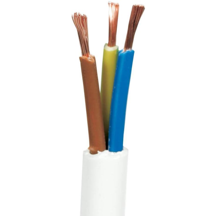 Rund plastledning PKAJ 3G1,5 mm², 10 meter, hvid