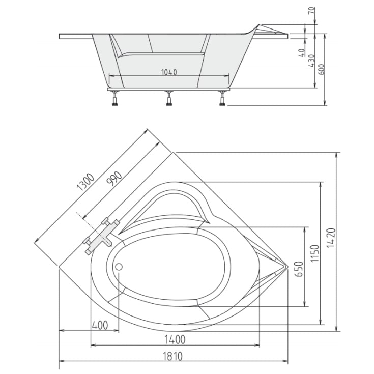 Royal Sigrid C4K spabad, 130x130 cm, hvid
