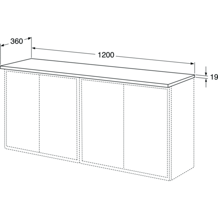 Gustavsberg Graphic topplade belysning, 120x36 cm, grå