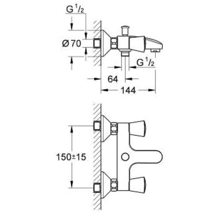 Grohe Costa S badekarbatteri, krom