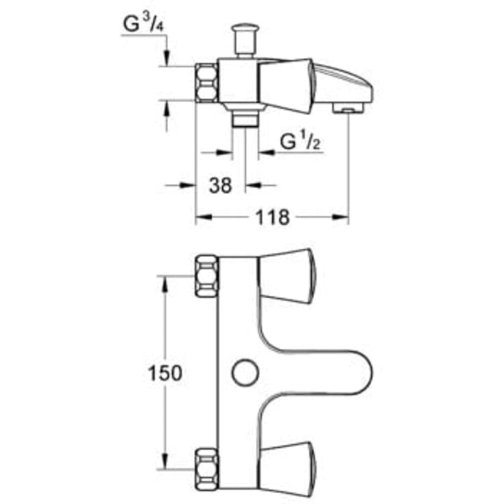 Grohe Costa S badekarbatteri, krom