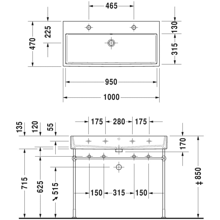 Duravit Vero Air håndvask, 100x47 cm, hvid