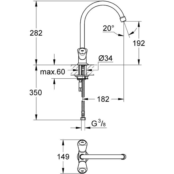 Grohe Costa S kjøkkenarmatur, krom