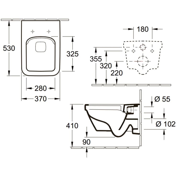 Villeroy & Boch Architectura væghængt toilet, uden skyllekant, rengøringsvenlig, hvid