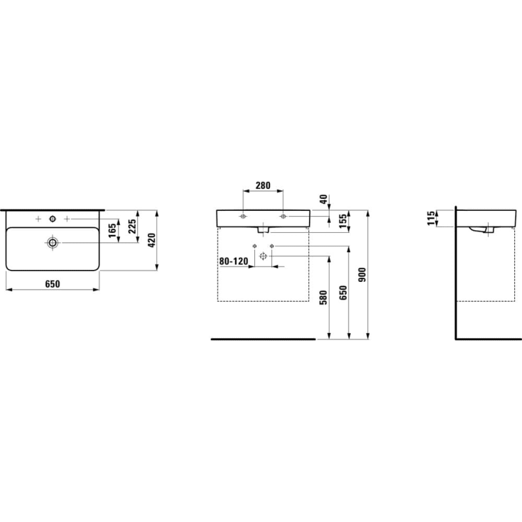 Laufen Val håndvask, 65x42 cm, hvid
