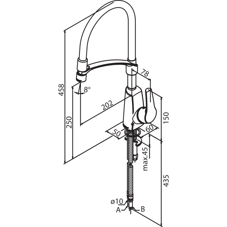 Damixa Rowan Pro køkkenarmatur, krom