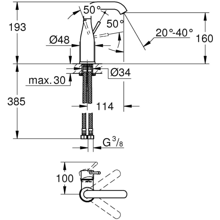 Grohe Essence tvättställsblandare, krom
