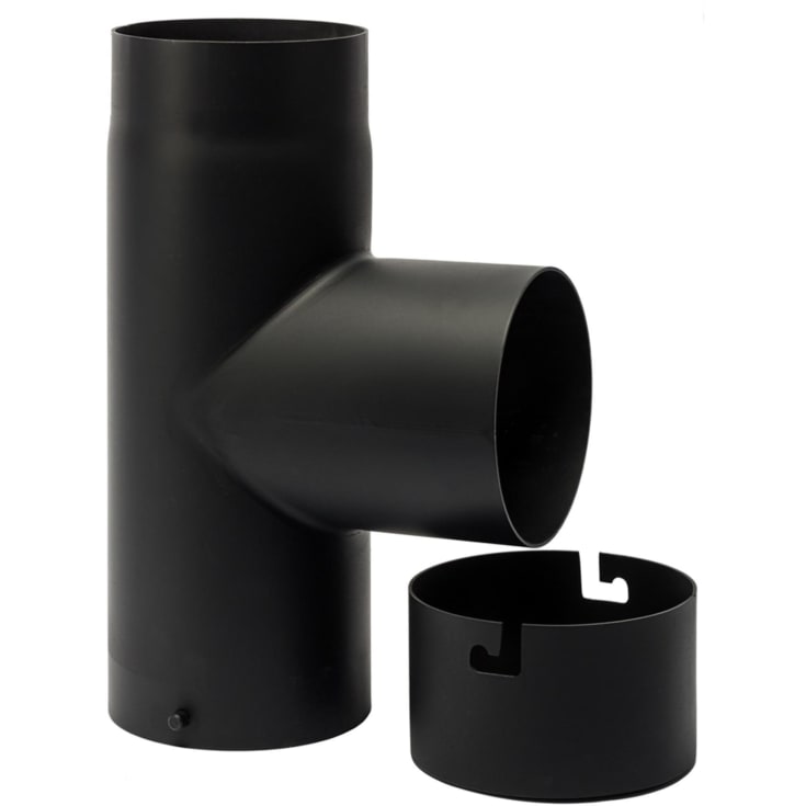 Metalbestos røgrør T-Stykke 5"/130 mm, sodskål, 90°