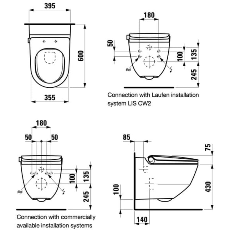 Laufen Riva douchetoilet, uden skyllekant, rengøringsvenlig, hvid