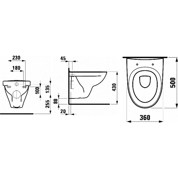 Laufen Pro N væghængt toilet, rengøringsvenligt, hvid