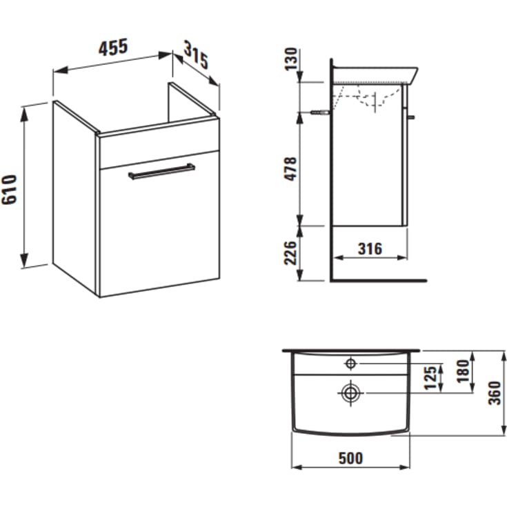 Laufen Pro N møbelpakke, 50x36 cm, venstre, hvid