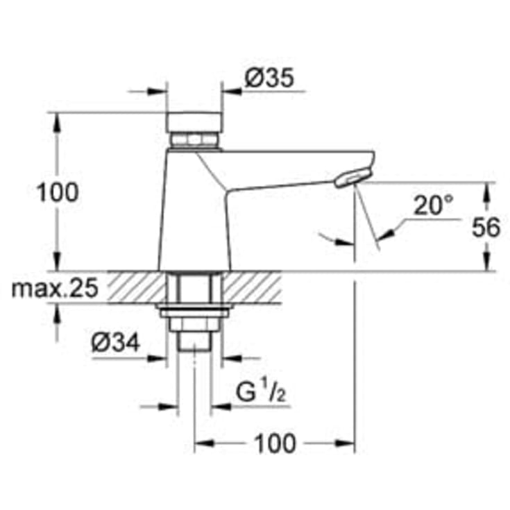 Grohe Euroeco Cosmopolitan T håndvaskarmatur, krom