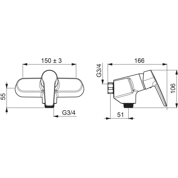 Oras Saga dusjbatteri, krom