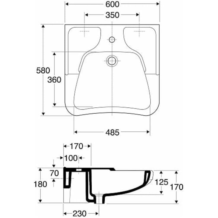 Ifö håndvask, 60x58 cm, hvid