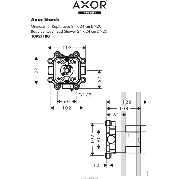 Hansgrohe Showersolutions indbygningsdel til hovedbruser 240