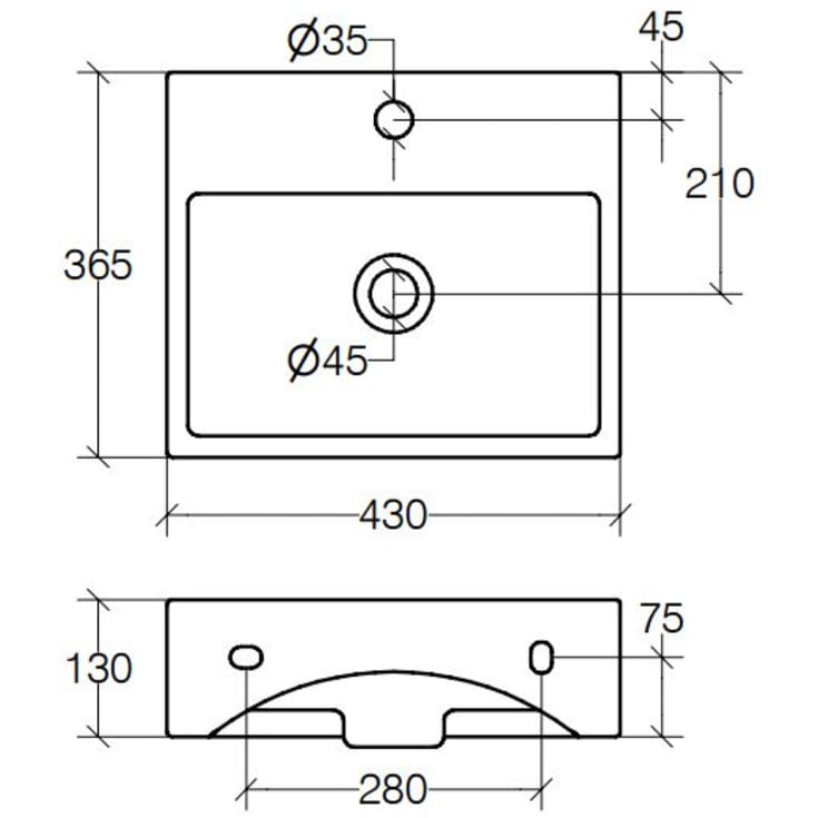 Cassøe Lineabeta Quarelo håndvask, 42x36 cm, hvid
