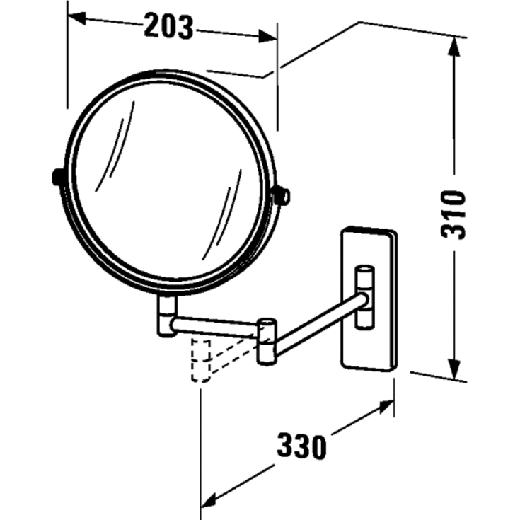 Duravit D-Code sminkspegel, 20,3 cm, krom