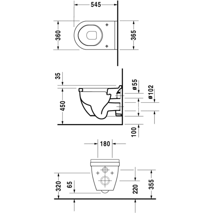Duravit Starck 3 Comfort væghængt toilet, rengøringsvenlig, hvid