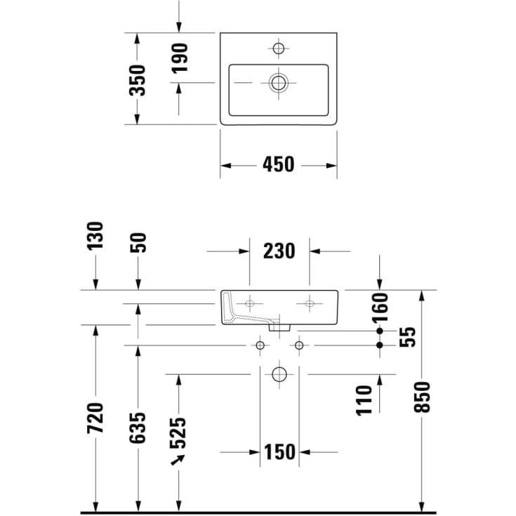 Duravit Vero møbelservant, 45x35 cm, hvit