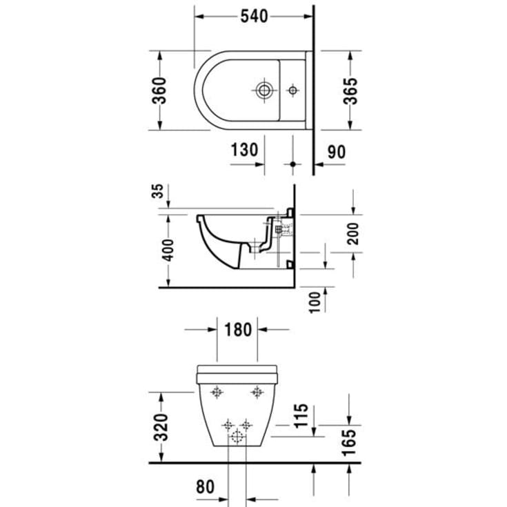 Duravit Starck 3 bidet, væghængt, rengøringsvenlig, hvid