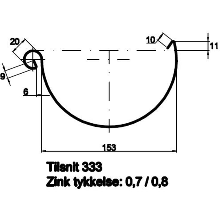 Rheinzink indvendig gering nr. 12, zink