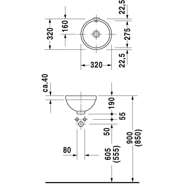 Duravit Architec servant for underliming, Ø27 cm, hvit