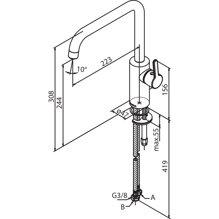 Damixa Silhouet køkkenarmatur, mat sort