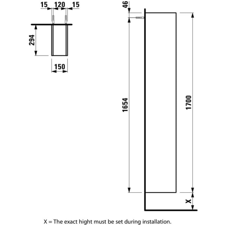 Laufen Val hylle, 15x170 cm, valnøtt