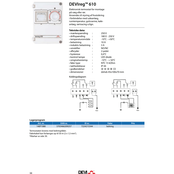 Devireg 610 termostat
