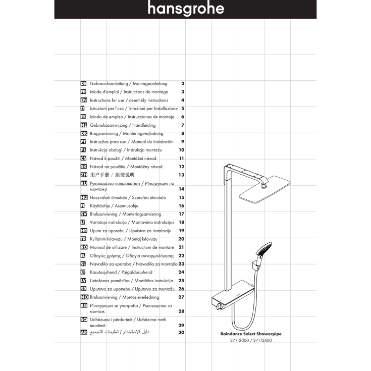 Hansgrohe Raindance Select E 360 duschset, krom