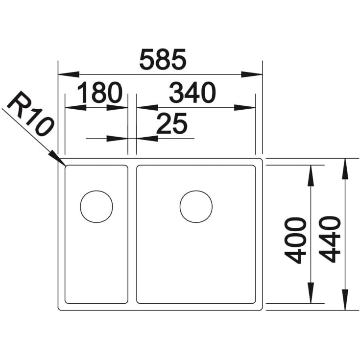 Blanco Claron 340/180-IF/N UXI køkkenvask, 58,5x44 cm, rustfrit stål