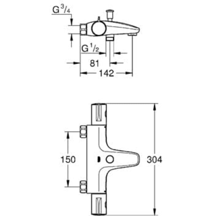 Grohe Grohtherm 800 badkarsblandare, krom