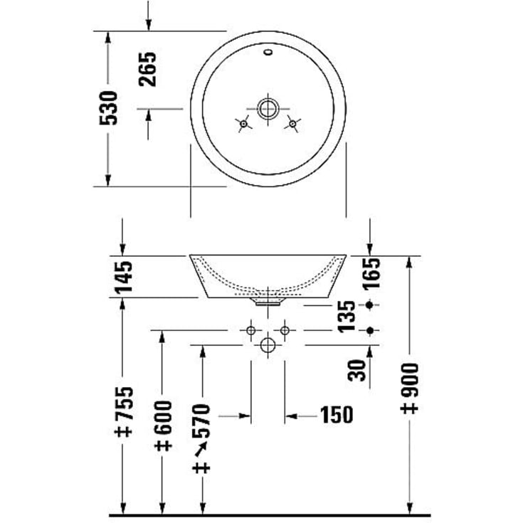 Duravit Starck 1 toppmontert servant, Ø53 cm, hvit