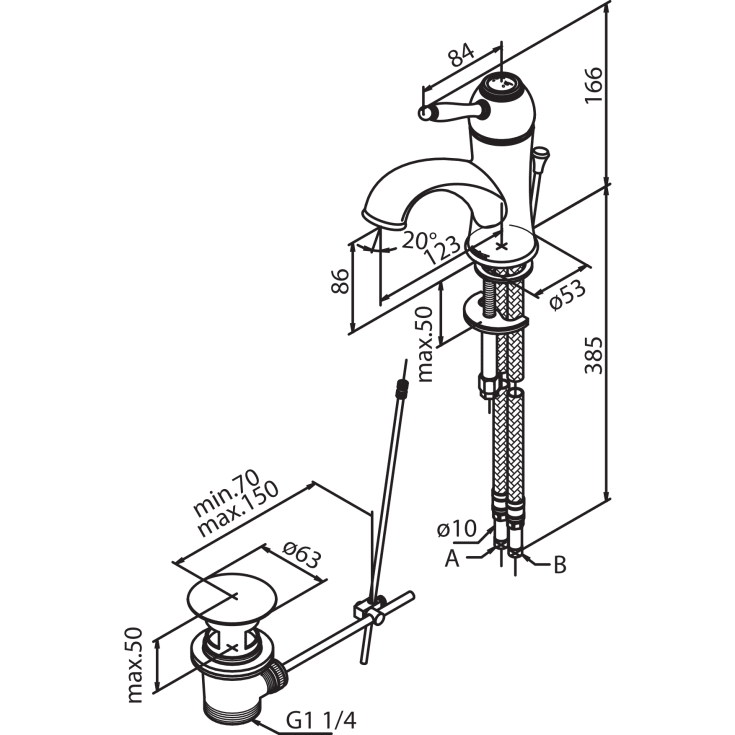 Damixa Tradition servantbatteri, krom