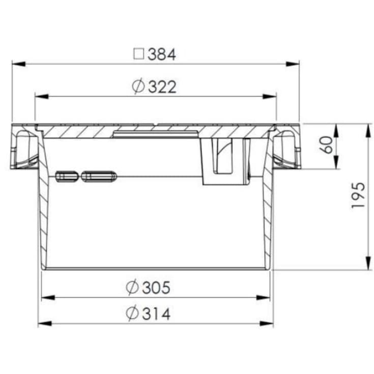 Duco fast karm m/dæksel med lås til 315 mm opføringsrør, 12,5 ton - gråjern