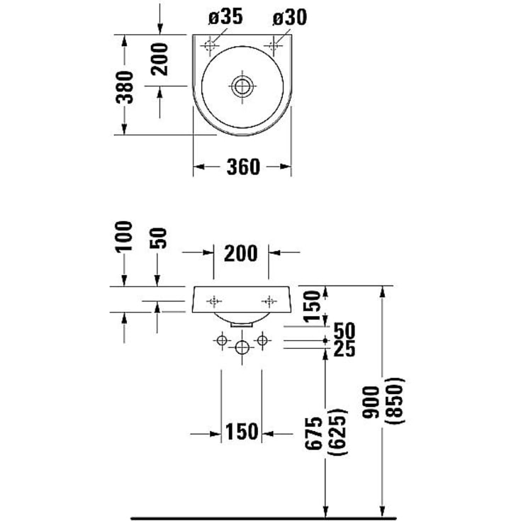 Duravit Architec vegghengt servant, 36x38 cm, hvit