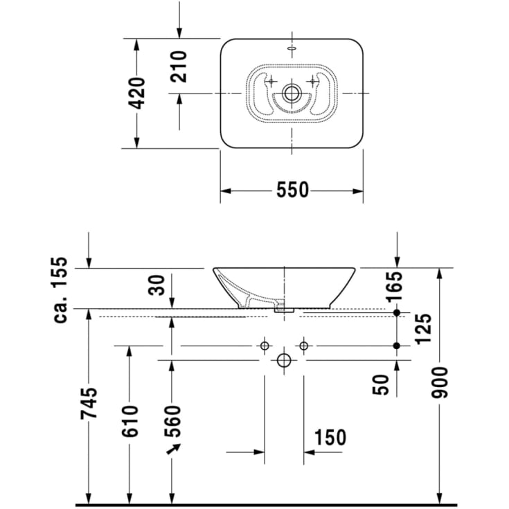 Duravit Bacino håndvask, 55x42 cm, hvid