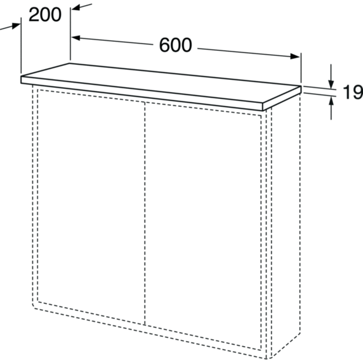 Gustavsberg Graphic topplade med belysning 60 x 20 cm i hvid
