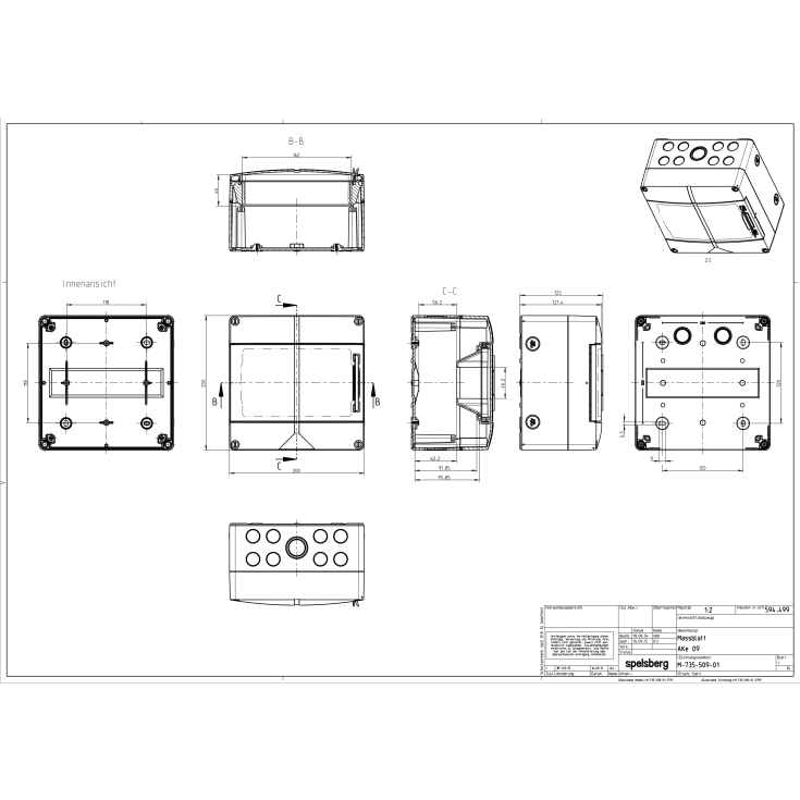 Spelsberg Gruppetavle AKe 09-L, 9 moduler, Lysegrå