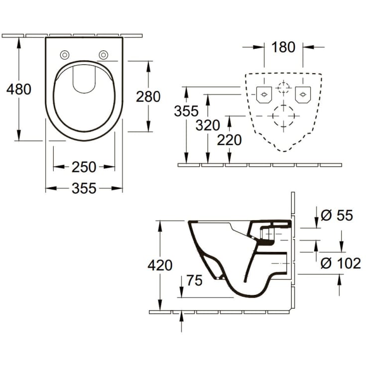 Villeroy & Boch Subway 2.0 Compact vegghengt toalett, uten skyllekant, med CeramicPlus, hvit