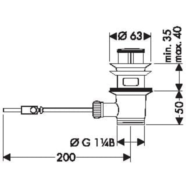 Hansgrohe bundventil, løft-op, krom