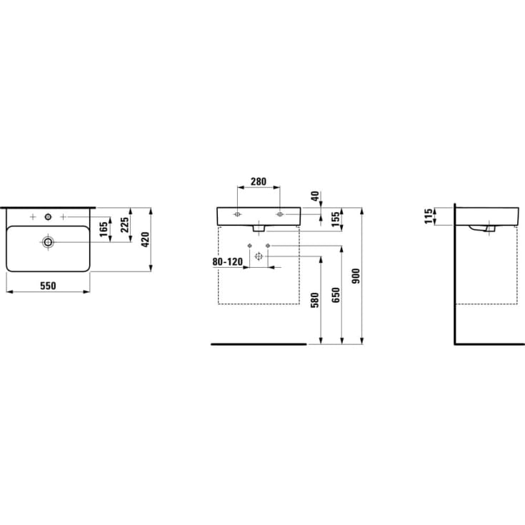 Laufen Val håndvask,55x42 cm, hvid