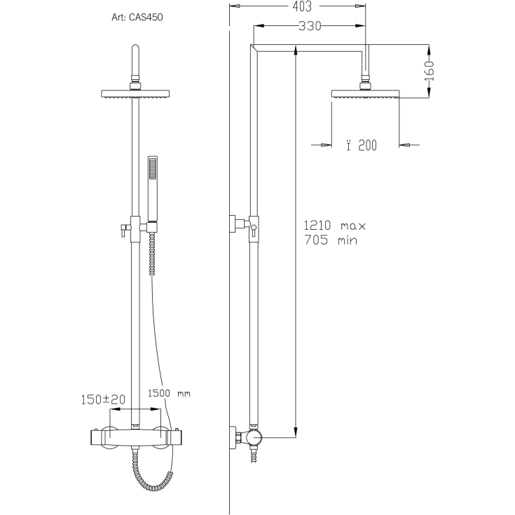 Cassøe brusesæt, sort