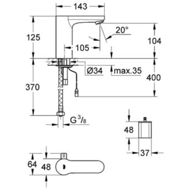 Grohe Eurosmart Cosmopolitan E håndvaskarmatur, berøringsfri, krom